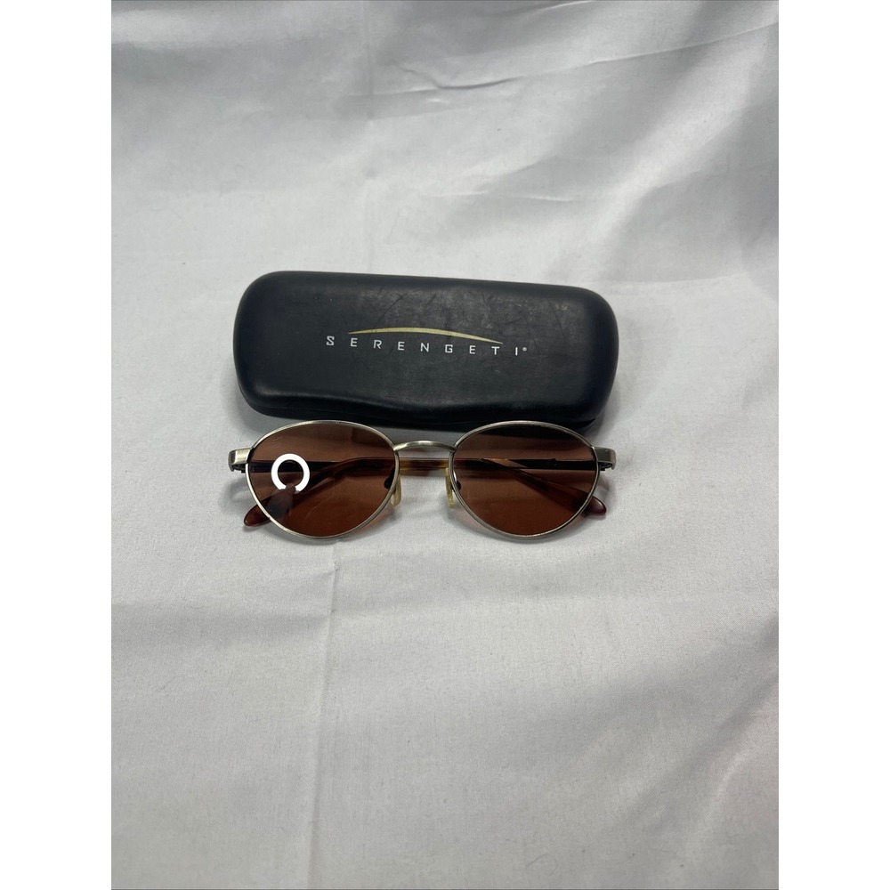 Serengeti Vintage Oval Sunglasses Silver Metal Frame Amber Driver Lens Japan